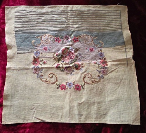 Antique floral needlepoint - antique,