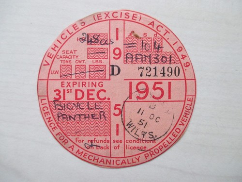 Tax disc old vintage - -, vehicle