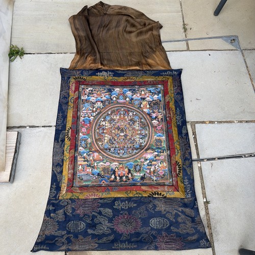 Framed hand painted tibetan - hand,