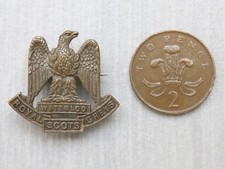 A circa WW2 British Army Royal Scots Greys brass pin back sweetheart brooch