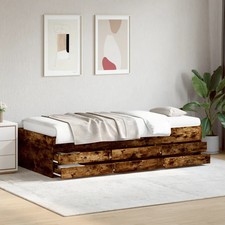 VidaXL Daybed with Drawers without Mattress Smoked Oak 90x190 cm Single