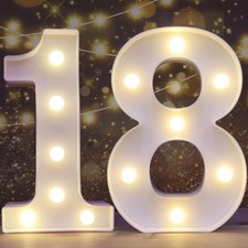 Decorative Led Light Up Number Letters, White Plastic Marquee Number Lights Sign