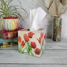 Square Wooden Tissue Box With