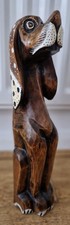 Tall Wood Carved Dog Statue