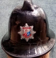 Vintage Black Fireman's Helmet  ( Cromwell "1972" )                        R156