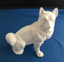 Vintage Bisque White Shepherd Dog Figurine (c. 1980s)