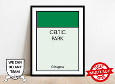 Glasgow Celtic Football Stadium Monopoly Print Wall Art Poster Custom Gift