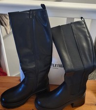 PLT Knee High Chelsea Boots 6, Chunky Heeled, Pu, New With Box, Side Zip