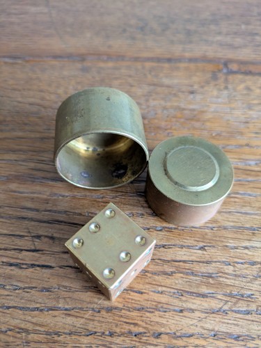 Vintage solid brass die dice - vintage,