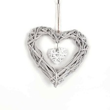 Hanging Heart Shape Rattan Craft Wicker Wreath Garland for Front Door Wedding