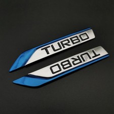 Pair Blue 3D Metal Turbo Side