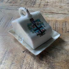 Crested Ware China Cheese Dish St Helens- florentine china made in england