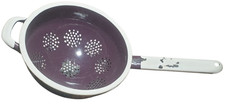 Vintage Style Dark Mauve Enamel Colander / Strainer with Handle