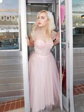 1950s Pink Tulle Midi Halter