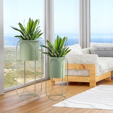 Set of 2 Tall Metal Plant