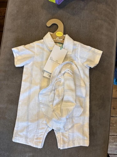 Silver cross striped romper