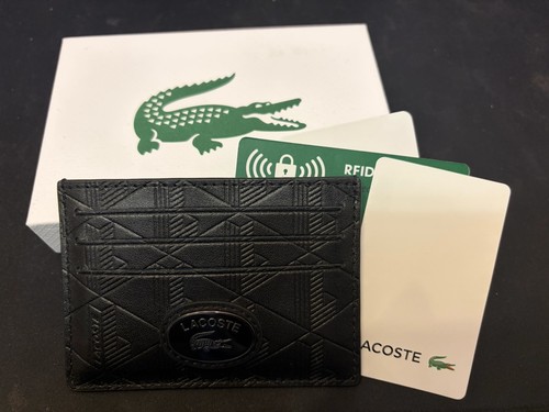 Lacoste black leather card - lacoste,