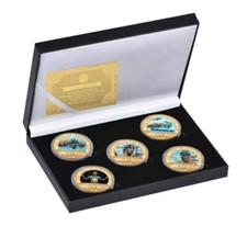 New Michael Phelps Olympic Pool Champion - 5 Gold Plated Coins With Display Box