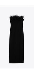 Zara Midi Feather Dress With Split Feathers Medium M 38
