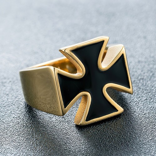 Men iron cross ring - iron,