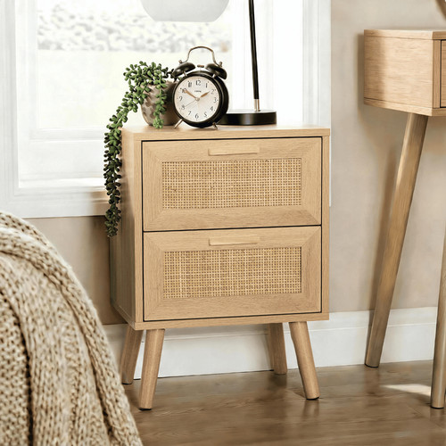 Drawer bedside with - with, rattan