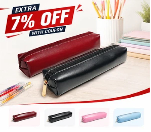 Pen case zipper leather - case,