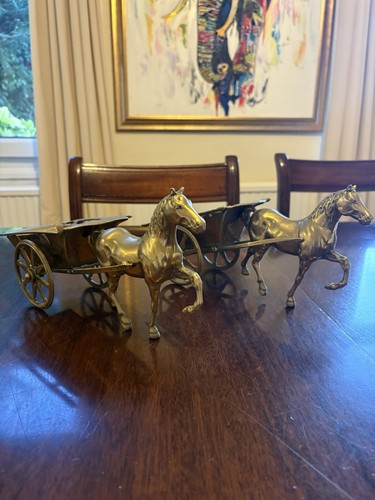 Vintage brass horse drawn - vintage,