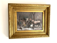 Watercolour Un-titled Market scene with Cows signed Otto Gebler  36cm x 27cm