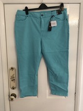 Tu By Sainsburys Ladies Cropped Turquoise Stretch Jeans Slim Fit BNT Size 20🌹
