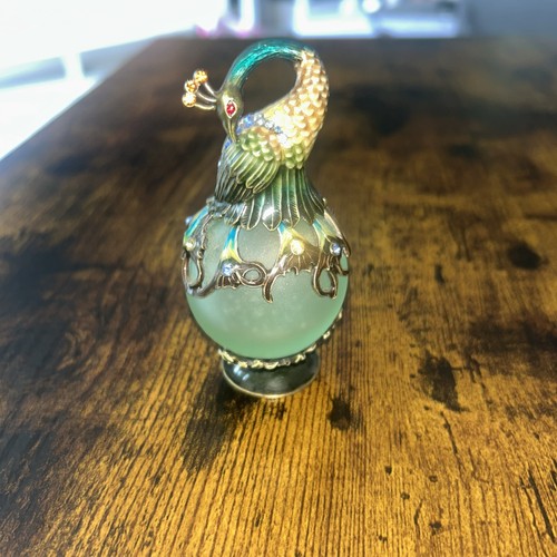 Peacock enamel figural perfume - enamel,