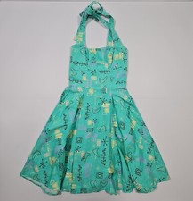 Pinup Couture Womens Dress Blue Small Knee Length A Line Pleated Sleeveless