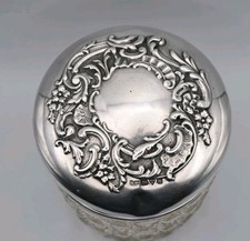 Antique Sterling Silver Cut Crystal Jar Pot Chester 1908 Robert Pringle Jam 