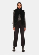 Whistles Black Short Toscana Sheepsking Gilet Lamb Shearling XS UK 4 6 RRP 599