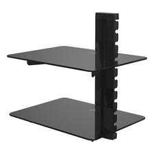 Floating AV Mounted Shelf, Wall Shelves Glass Media Storage DVD Accessory Gaming