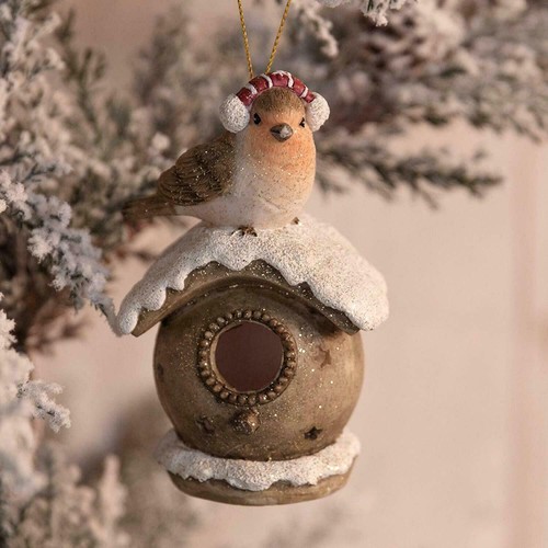 Christmas robin birdhouse - on, a