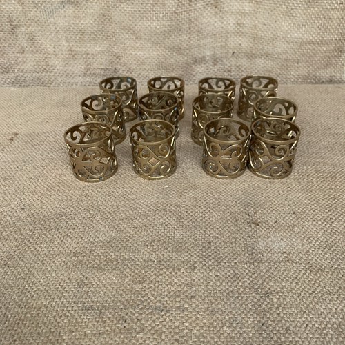 Vintage brass napkin - brass, rings