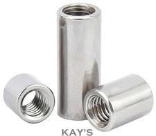 THREADED ROD CONNECTORS ROUND NUTS STUDDING BAR SLEEVE TUBE A2 STAINLESS STEEL