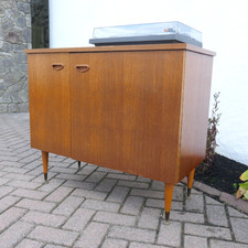Vintage 1960s Mid Century Teak Record HiFi Cabinet