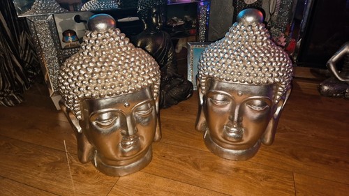 Two large buddha heads 60cm - large,