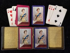 Vintage Waddingtons playing cards.  Twin pack in box showing Queen Elizabeth 2nd