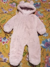 Snow suit Mini V By Very Baby Girl Faux Fur Pink Cuddle Suit New Without Tags