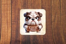 English Bulldog Puppy Dog Coasters - Great Dog Lover Gift - Set 1, 2 or 4