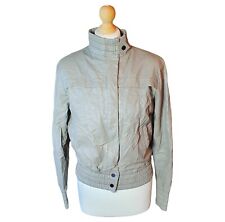 Grey Leather Bomber Jacket EU size M UK S Women's Full Zip Outdoors Outerwear