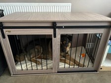 118cm Dog Crate Kennel Furniture with Removable Cushion Pet Enclosure Brown NEW