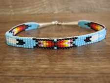 Large Native American Hand Beaded Bracelet by Cleveland
