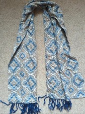 Vintage 1950s Tootal Men’s Paisley Scarf Blue Silk 