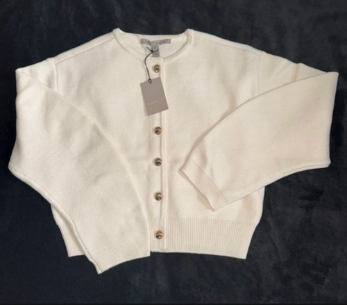 Women cream knit - cream, button