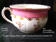 Antique / Vintage Pink & White Floral decorated Chamber pot 14.3 cm High