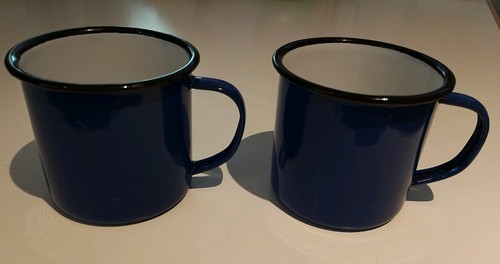 Enamel tin mugs blue camping - tin,
