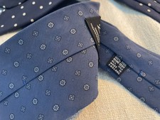 Drake’s London 100% Silk Tie - Blue Floral - Handmade in England - RRP £145